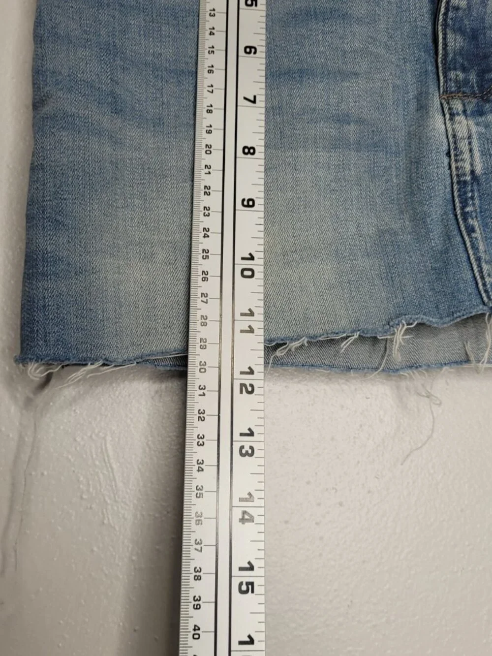 Crafted by Lee grunge wash party micro mini raw hem jean skirt size 8
